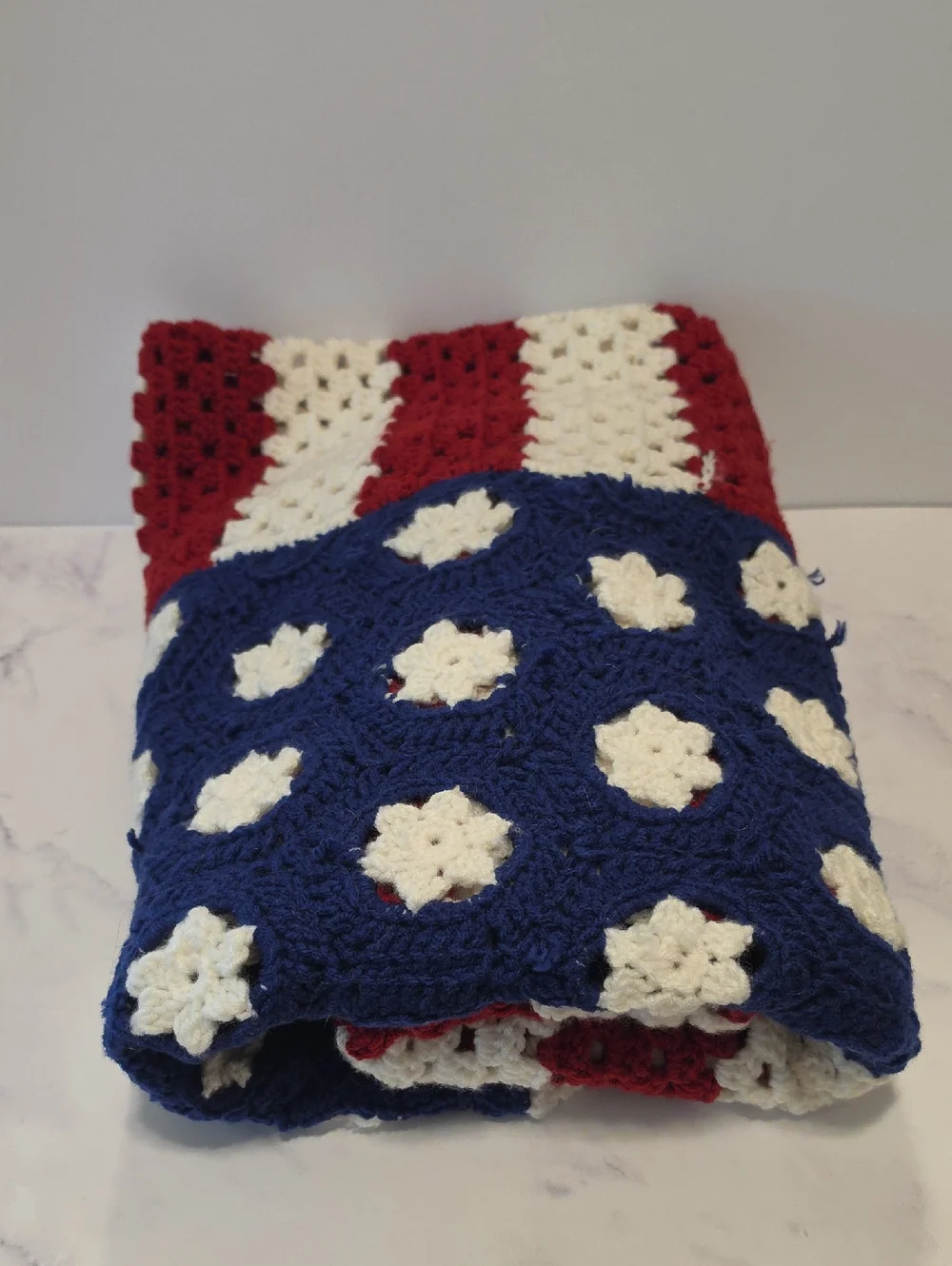 Handmade Crochet American Flag Blanket 40/70